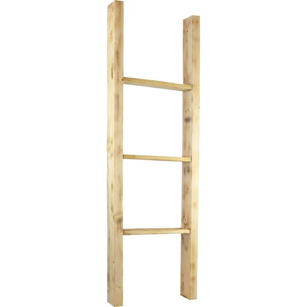 Ekena Millwork 15"W x 48"H x 3 1/2"D Vintage Farmhouse 3 Rung Ladder, Barnwood Decor Collection, Natural Barnwood DECR015X048X04LDRUF - main